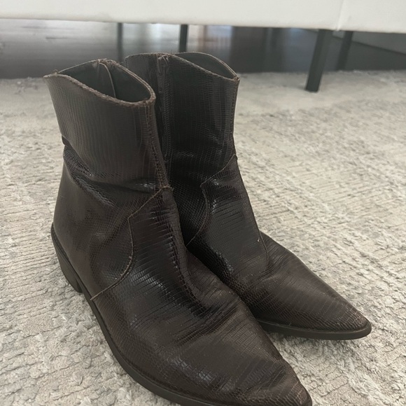Free People Brown Leather Ankle Boots - Picture 2 of 7